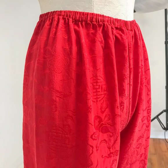 Vintage OS 100% Silk Print Asian Cropped Pants - Picture 4 of 11